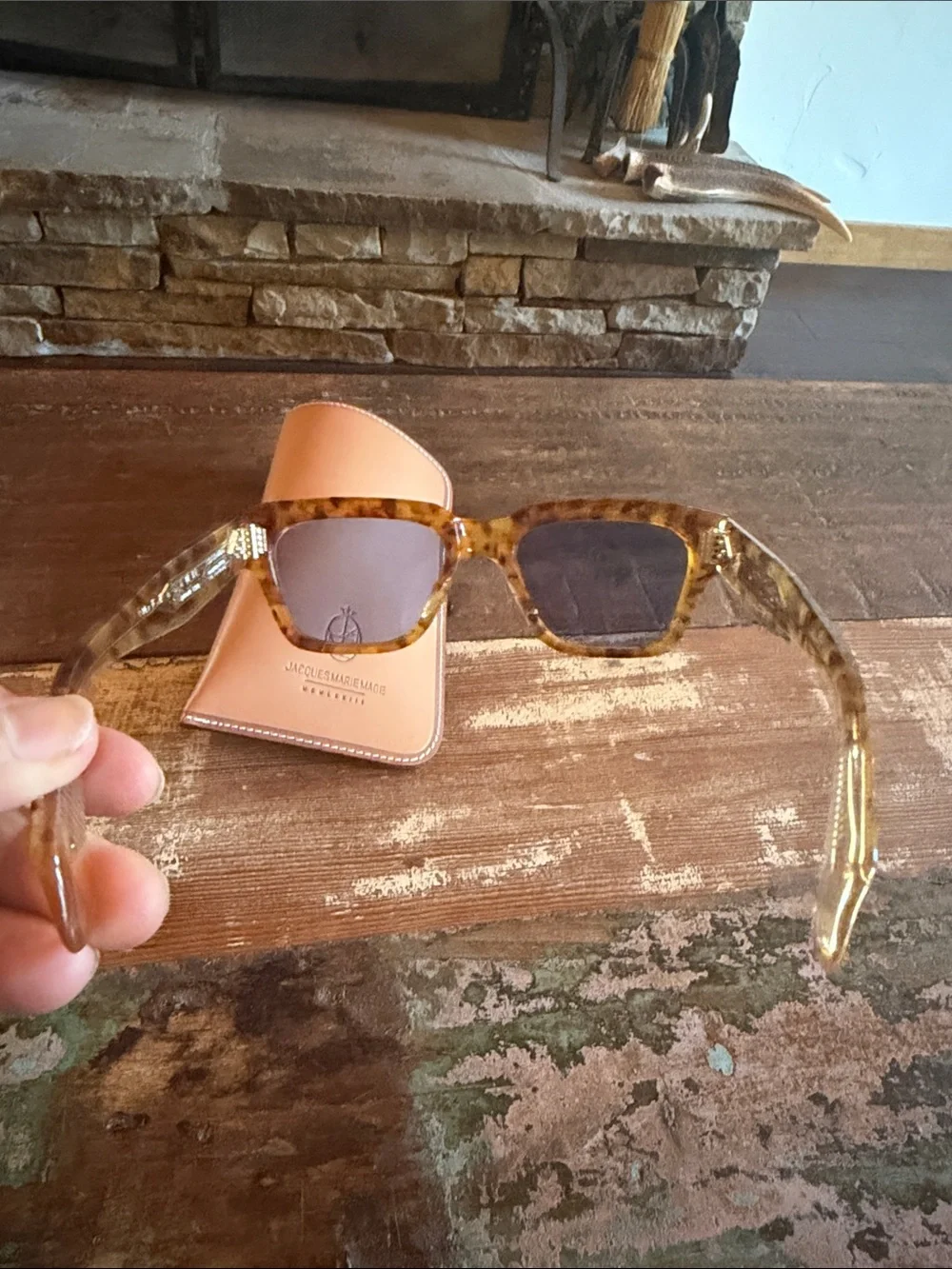 Jacques Marie Mage Tortoiseshell Square Frame Men's Sunglasses -